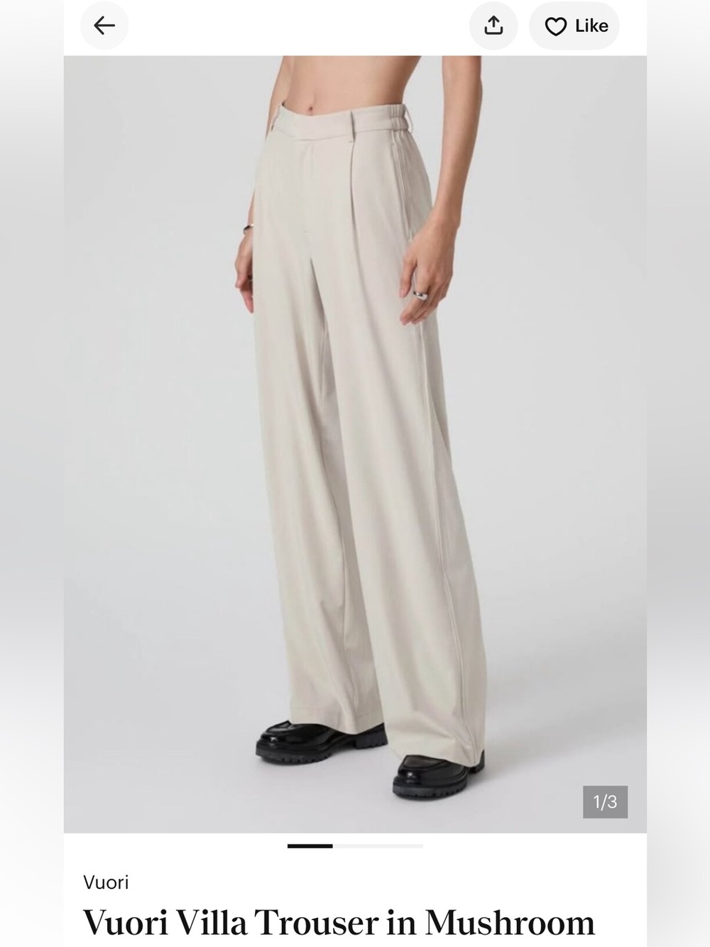 Vuori Villa Trouser in Mushroom M Long
